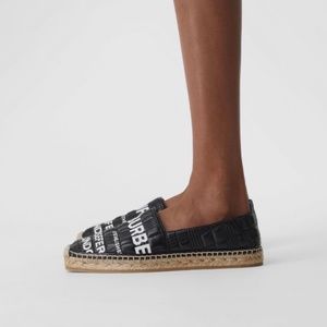 New BURBERRY Print Women's Black ALPORT Quilted Espadrilles Shoes